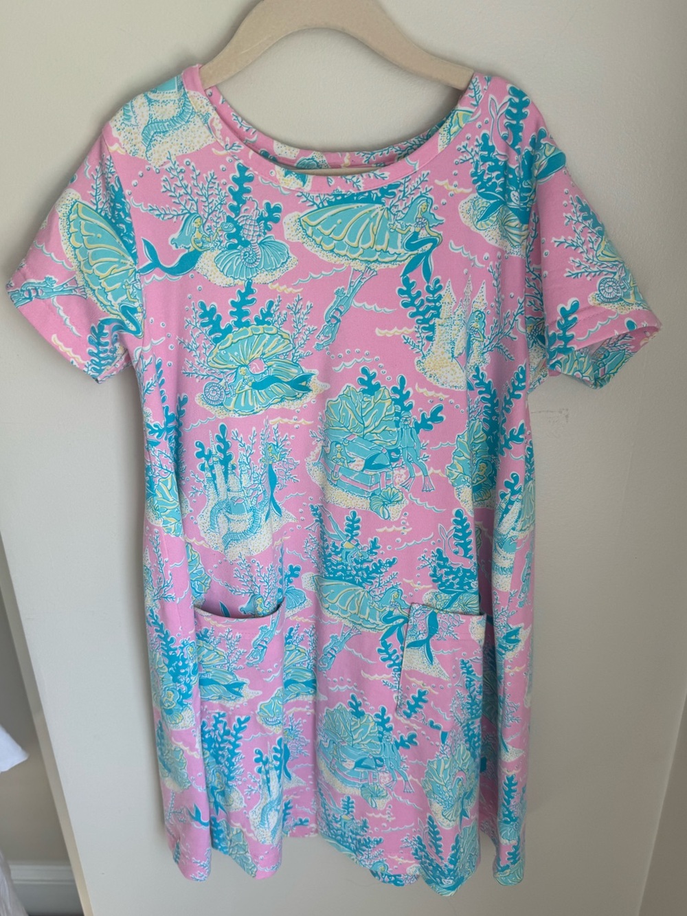 Lilly Pulitzer Girls Vintage Mermaid Shift Dress Size 8 Made in USA